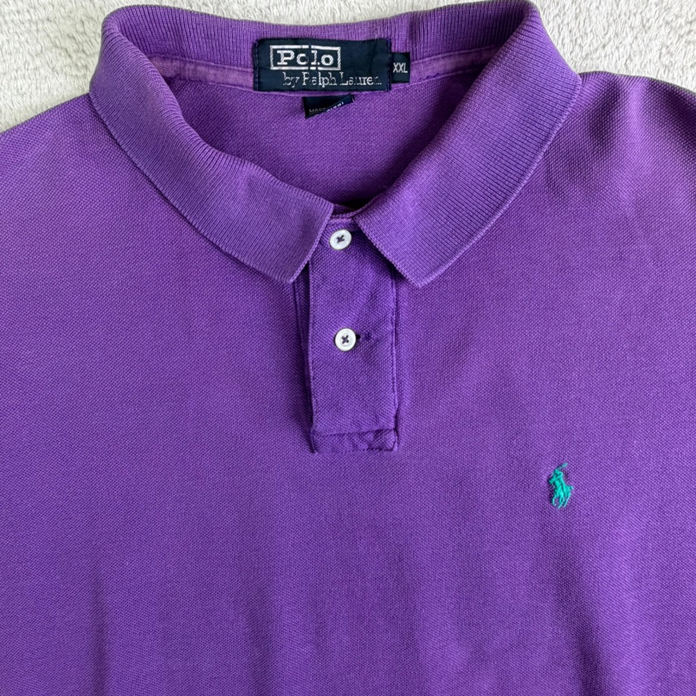 Polo Ralph Lauren Polo Shirt Mens XXL Purple Made in USA Cotton Pique Pony Logo